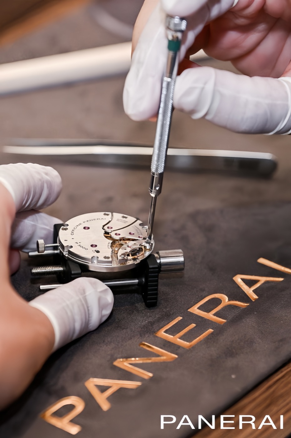 Panerai watchmaking close-up photo